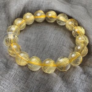 Vòng Tay Thạch Anh Tóc Vàng SOLUNA tự nhiên, sợi Rutile dày dặn, thu hút tài lộc