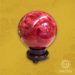 Quả Cầu Huyết Rồng SOLUNA tự nhiên, màu đỏ xanh, biểu tượng dũng khí và trấn trạch.