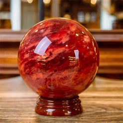 Quả Cầu Huyết Rồng SOLUNA tự nhiên, màu đỏ xanh, biểu tượng dũng khí và trấn trạch.