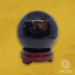 Quả Cầu Thạch Anh Đen SOLUNA, màu đen tuyền, trấn trạch tối thượng và hóa giải sát khí.