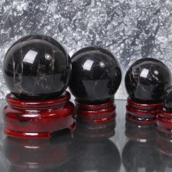 Quả Cầu Thạch Anh Đen SOLUNA, màu đen tuyền, trấn trạch tối thượng và hóa giải sát khí.