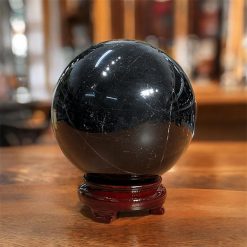 Quả Cầu Thạch Anh Đen SOLUNA, màu đen tuyền, trấn trạch tối thượng và hóa giải sát khí.