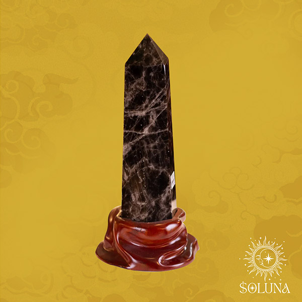 Trụ Đá Thạch Anh Đen SOLUNA, vật phẩm trấn trạch, hộ mệnh và thu hút quyền lực số 1 cho bàn làm việc.